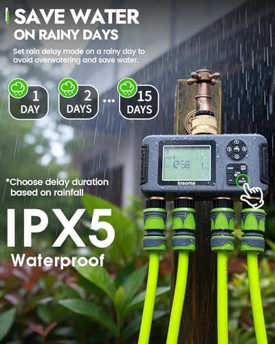 Insoma 4-Zone Water Timer for Garden Hose, Brass Inlet & Outlet