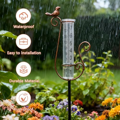 Rain Gauge Outdoor with 7 Inch Glass Tube