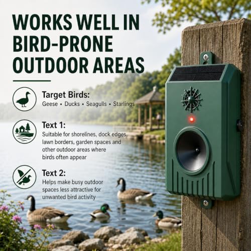 2026 Solar Ultrasonic Bird Repellent Devices Bird Repeller Outdoor 2 Pack