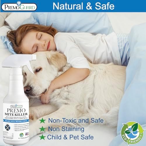 Premo Guard Natural Mite Spray, Kills Dust, Bird, Carpet, and Other Mites