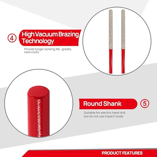 DT-DIATOOL Diamond Mortar Raking Bit for Brick Joints Stone Masonry Granite Diameter 7.2mm, Round Thread Router Bit 2pcs