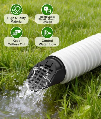 Rain Gutter Downspout Extension Hose Guard, Drain Downspout Extender Outlet Filter and Leaf Guard, for Standard 4'' Circular Threaded Hose, Black