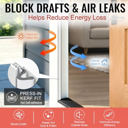 Litaibai 26 ft Kerf Weather Stripping Door Seal for Exterior Doors, White