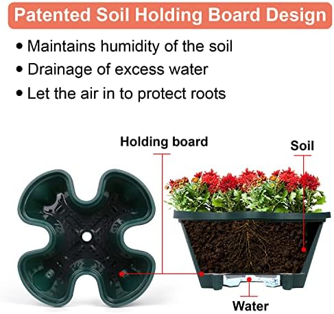 GameXcel Vertical Planter Tower - 4 Tier Stackable Garden Planters with Wheels and Tools Plant Pots for Strawberry Herb Flower and Vegetable Indoor Outdoor Use Green
