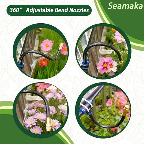 Lawn & Garden Watering Equipment,360° Adjustable Drip Irrigation System,50 ft Garden Plant Watering System with 15 Nozzles, 5/16 inches Hose Greenhouse Accessories for Yard, Lawn, Plants