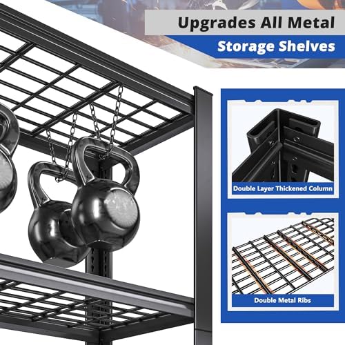 REIBII 2-Pack Commercial Heavy Duty Shelving, 3010 LBS Capacity per Shelf 72" H Industrial Storage Rack, 5-Tier Adjustable Boltless Rivet Metal Shelving Unit for Warehouse Garage Workshop Retail Store