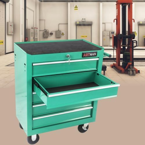 7-Drawer Rolling Tool Cart on Wheels, Multifunctional Trolley Organizer Tool Chest for Workshop, Garage, Warehouse, Repair Shop (7 Drawers-29.9" H-Green)