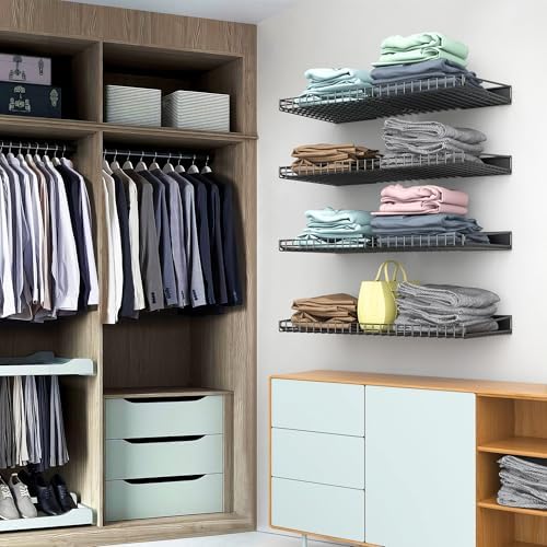 Ultrawall Wall Mounted Storage Shelf for Garage, 4 Pack Metal Shelf Rack