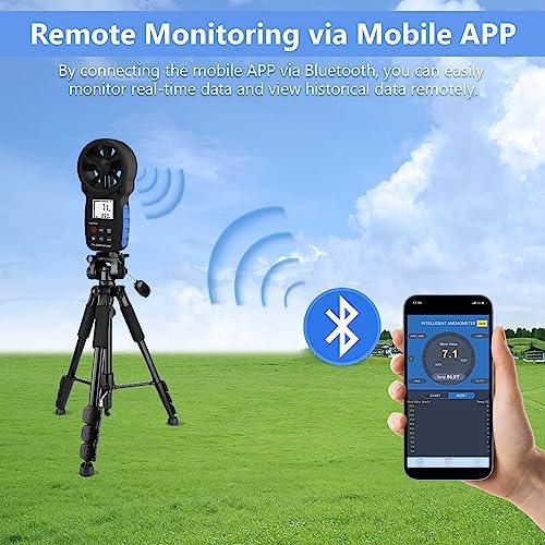 HoldPeak Handheld Anemometer Bluetooth, Digital Wind Speed Gauge Meter, Air Flow Velocity Temperature CFM Measuring Device for HVAC Outdoor Sailing Shooting Golf, 866B-APP