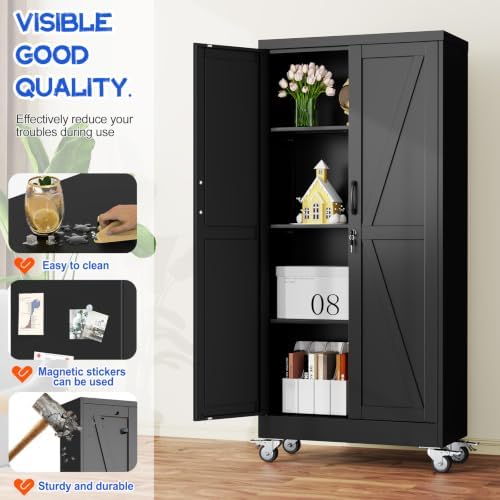 GAIOUS 61" Tall Metal Storage Cabinet with Lock and Wheels, File Cabinet