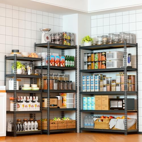 LEVELEVE 5-Tier Storage Shelving Unit, Metal, for Kitchen, Garage, Laundry Room, Adjustable, 35" L x 16" W x 70" H, Rectangular, 2 Pack