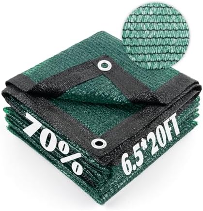 Cool Area Shade Cloth with Grommets for Garden, 70% 6.5x20ft, Dark Green