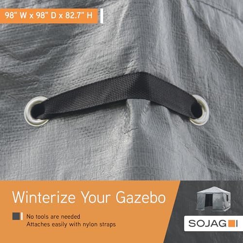 SOJAG Winter Cover for 12' x 16' Gazebo, Waterproof Polyester Storage Enclosure, Roll-Up Door, Vent Panels, Outdoor Gazebo Cover for Seasonal Protection, Gray
