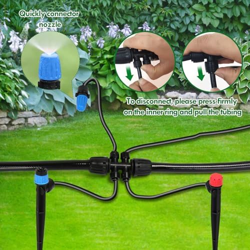 Drip Irrigation Kit, Flantor 190FT Greenhouse Drip Irrigation System Adjustable Garden Watering System with 1/2" & 1/4" Irrigation Tubing, Patio Misting Plant Watering System for Garden and Lawn