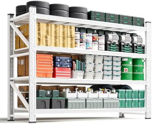 Letaya 4000LBS Storage Shelves Heavy Duty,60" W Garage Shelving Units, 4 Tier Adjustable Utility Rack Shelf,Large Metal Industrial Shelves,for Shop,Warehouse,Basement (60" W x 24" D x 70" H)