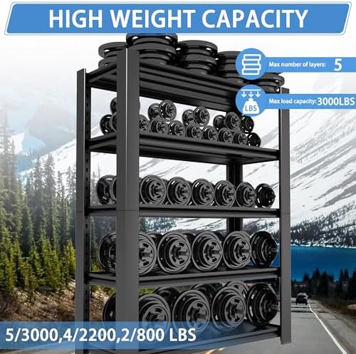 3000 LBS Capacity Metal Storage Rack 72" H x 48" W x 20" D, 5-Tier Heavy Duty Garage Shelving Unit,Adjustable Steel Shelves for Garage, Warehouse, Basement, Pantry, Workshop.3 Pack
