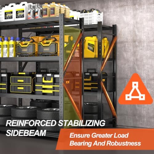 Metal Garage Shelving Unit, Heavy Duty Adjustable Industrial Storage Shelves, Steel Storage Rack for Garage, Warehouse, Basement, Black, 64.6" H x 67" W x 21.7" D, 2 Pack