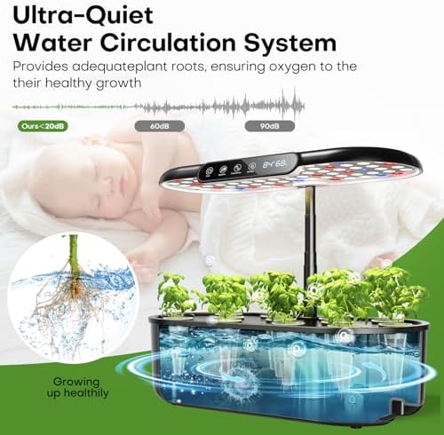 Ahopegarden Hydroponics Growing System Kit: 12 Pods Temp & Humidity Monitor