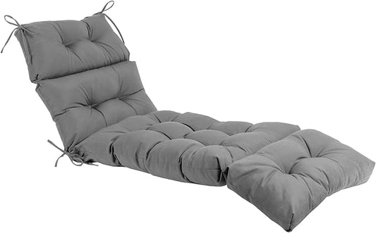 QILLOWAY Indoor/Outdoor Chaise Lounge Cushion,Spring/Summer Seasonal Replacement Cushions. (Light Grey)