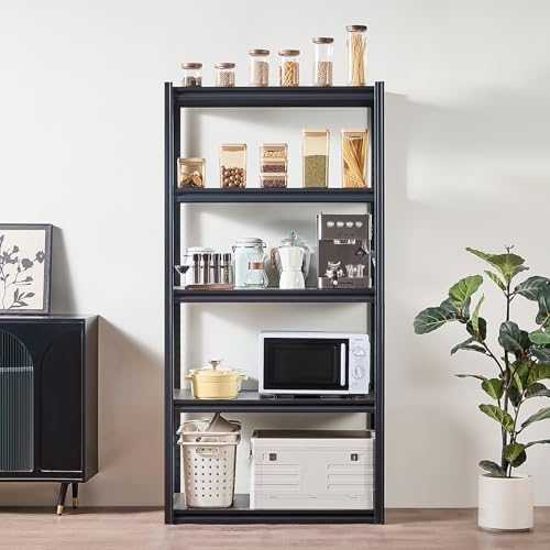VEVOR Storage Shelves, 2000 lbs, 5 Tier Garage Storage Shelving, 18" D x 36" W x 72" H Adjustable Metal Shelves for Garage Shelves Utility Rack Shelf, Ideal for Kitchen, Warehouse, Basement, Black