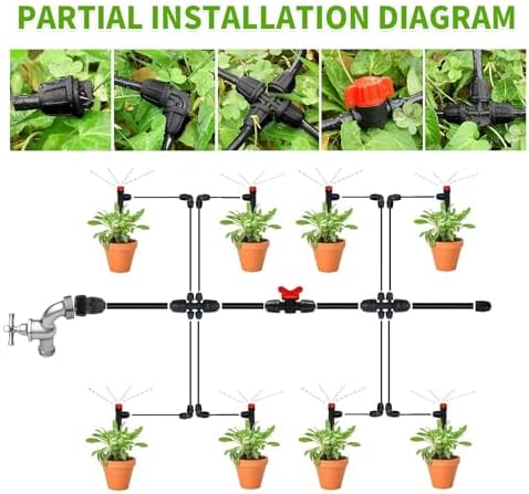 Upgraded Drip Irrigation System, 233FT Automatic Irrigation System, Watering Misting System for Greenhouse/Garden/Yard/Lawn, Micro Drip Irrigation Kit with 1/4 inch 1/2 inch Irrigation Tubing