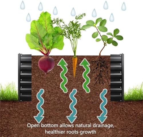 8x2x2FT Black Metal Raised Garden Bed Kit, Galvanized Outdoor Planter Box for Vegetables, Flowers, Herbs, Succulents and More