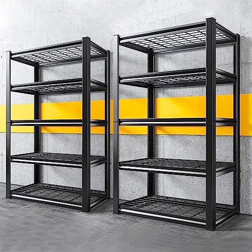 REIBII 2 Pack Garage Shelving 3200 LBS Load Space Saving Storage Shelves
