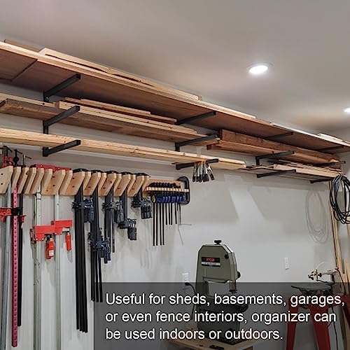 Lumber Storage Metal Rack, 3-Level Wall-Mounted Organizer and Wood Rack, Indoor & Outdoor Storage Solution for Workshop or Garage - 1 Pack