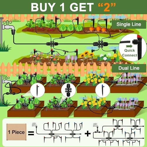 Drip Irrigation Kit for Garden, Quick-Connect Plant Watering System 230FT