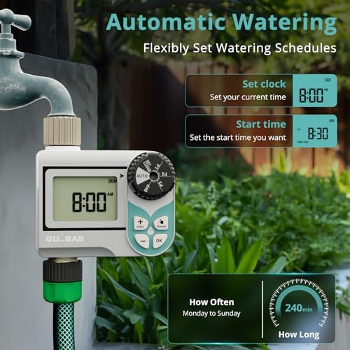 QUOBAS Low Pressure Water Timer, Weekly Sprinkler Timer for Garden Hose