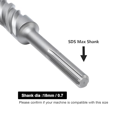 1-1/2 x 15 inch SDS Max Rotary Hammer Drill Bit, 38x380mm Carbide Tip Masonry Drill Bit,Concrete Drill Bit for Masonry, Brick, Stone, Concrete (Length :380mm / 15 inch, 38mm (1-1/2 in) Diameter)