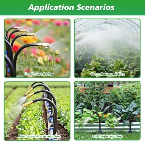 360° Adjustable Drip Irrigation System - Garden Watering System 33FT with 10 Nozzles, Drip Irrigation Kit for Garden, Yard, Lawn, Greenhouse, Plants, 5/16 inch Hose