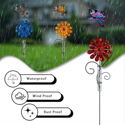 3 Pack Rain Gauge Outdoor, 5 Inch Tube Butterfly Rain Gauges