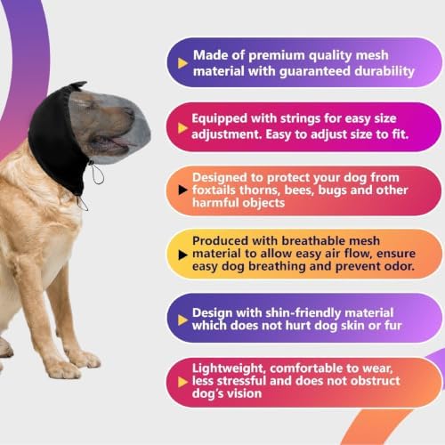 Field Guard for Foxtail Mask Dogs Head Protector, Black, M