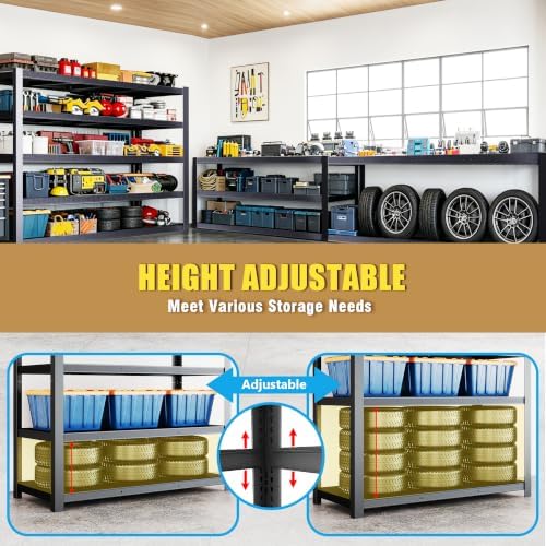 84" H Heavy Duty Wire Garage Shelving, 5-Tier Adjustable Industrial Metal Storage Shelving Unit,Standing Storage Rack for Warehouse and Basement, 24" D x 55" W x 84" H