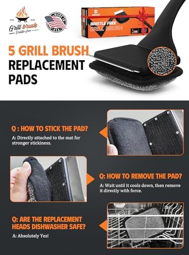 MEKER Grill Brush Bristle Replacement Pad, Ultra Safe Cleaning, Grill Cleaner Pad, Grill Brush Replacement Pad, 4 PCS