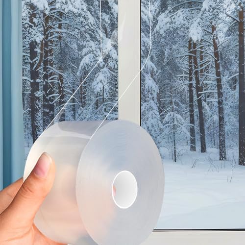 Window Insulation Tape for Winter Heavy Duty Weather Stripping Sealing Film Tape Draft Stopper 2 in x 66 Ft Keep Warm & Save Energy Easy Apply & Remove for Doors and Windows