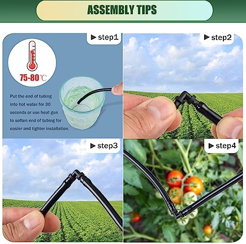 300Pcs Drip Irrigation Fittings Kit for 1/4" Tubing, Drip Line Connectors for Drip Systems- Drip Emitters, Nozzles, Nozzle Tees, Single barbs, 4-Way Connectors, End Plugs, Elbows, Tees, Couplings