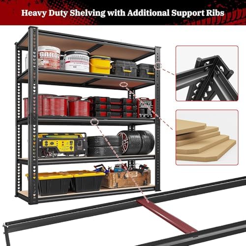 REIBII 40" W Storage Shelves Load 2500Lbs for Garage Pantry Closet Kitchen