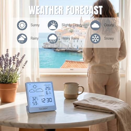 Raddy WF-50T Wireless Weather Station, Grayish Blue Frame
