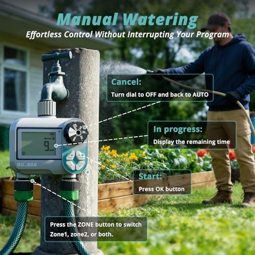 QUOBAS Sprinkler Timer, Weekly Programmable Water Timer for Garden Hose