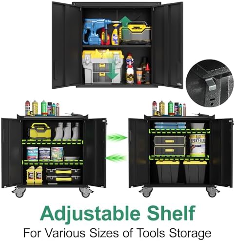 10-Piece Heavy Duty Steel Garage Cabinet System | All-in-One Modular Garage Cabinet Set for Ultimate Workshop Organization | Easy Assembly Garage Storage Cabinets & Tool Bench (Black)
