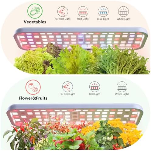Indoor Herb Garden with Grow Light, Full Spectrum LED Planter for Kitchen Herbs & Houseplants, Height Adjustable Indoor Growing System for Home & Apartment Decor (Not Pots) (White, 16.5*6.5*4 inch)