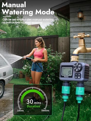 Insoma 2-Zone Water Timer for Garden Hose, Brass Inlet Sprinkler Timer