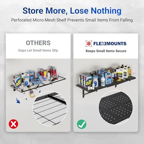 FLEXIMOUNTS 2-Pack 1x3ft Wall Mounted Garage Shelving, 14x34-inch