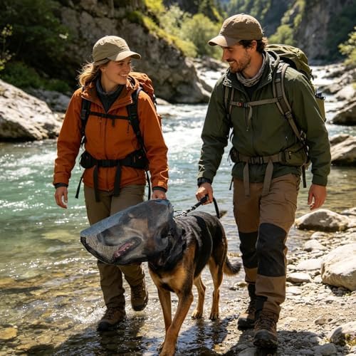 Dog Head Cover - Face Fly Nets, Breathable Mesh Guard with Adjustable Straps, Anti-Bite Protection, Compact Shield, Comfortable Pet Accessory for Outdoor Walking Camping