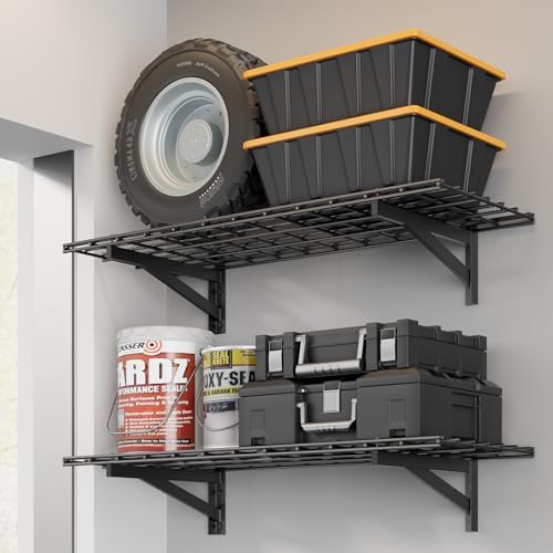 Jusgym 2 Pack Garage Shelving Wall Mounted, 1.5x4ft, 700LB Heavy Load