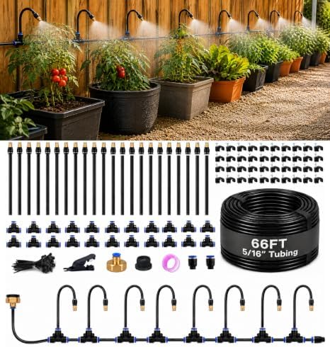 66FT 5/16" Garden Watering Kit with 22 Brass Nozzles