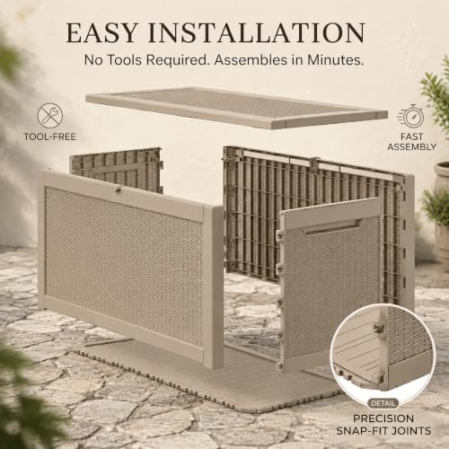 320 Gallon Outdoor Storage Box Resin Deck Box All Weather Waterproof Large Lockable Storage Container Deck Box for Patio Cushions, Garden Tools, Lockable, Gray