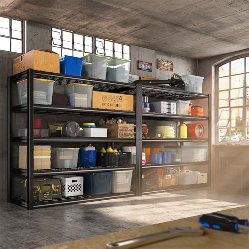 REIBII 48.2" W Storage Shelves for Garage, Adjustable Garage Shelving